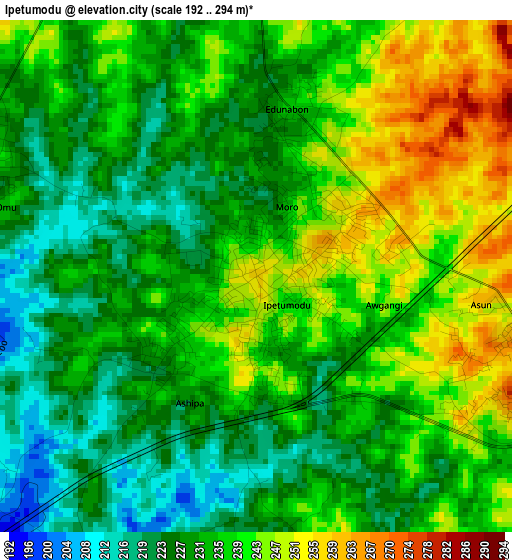 Ipetumodu elevation map