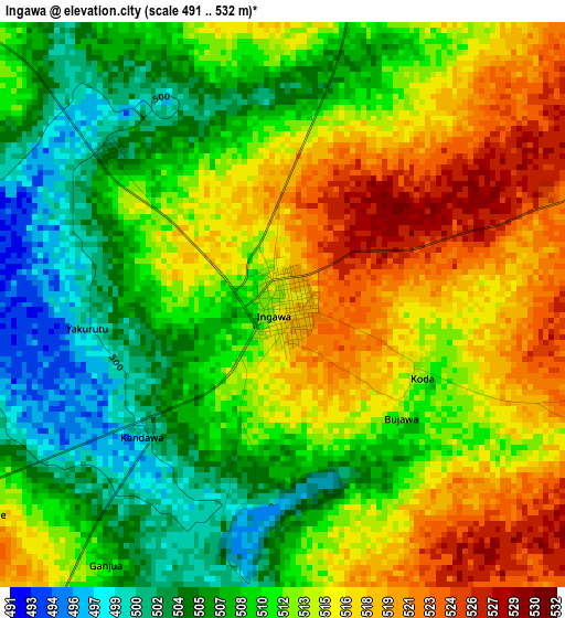 Ingawa elevation map