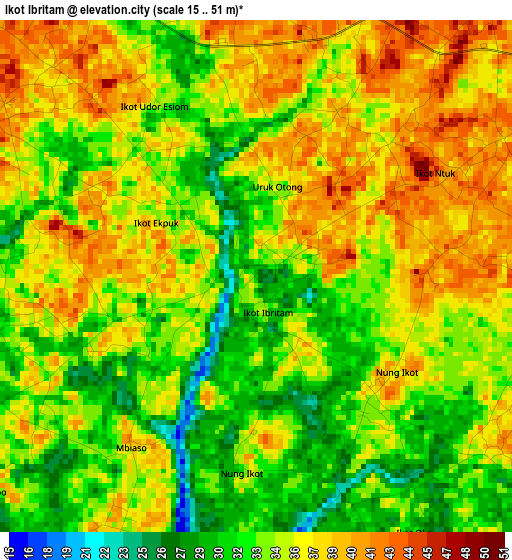 Ikot Ibritam elevation map