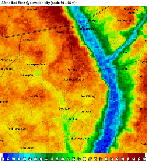 Afaha Ikot Ebak elevation map