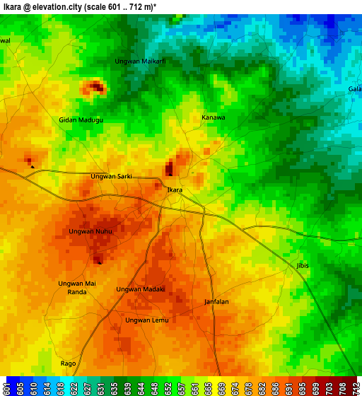 Ikara elevation map