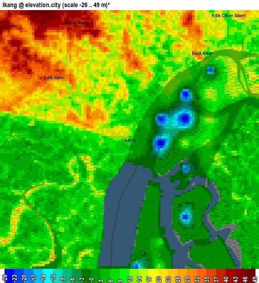 Ikang elevation map