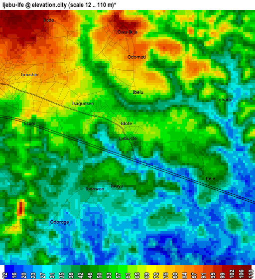 Ijebu-Ife elevation map