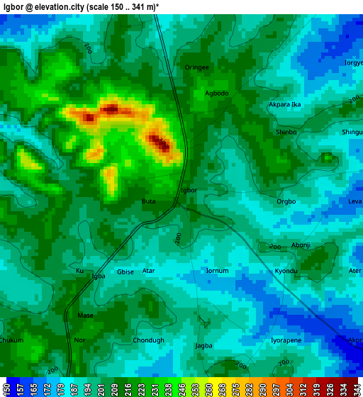 Igbor elevation map