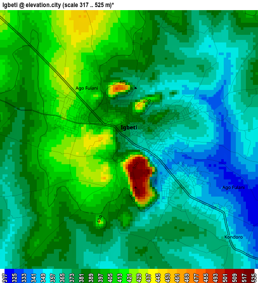 Igbeti elevation map