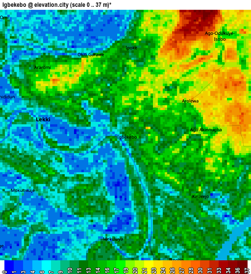 Igbekebo elevation map