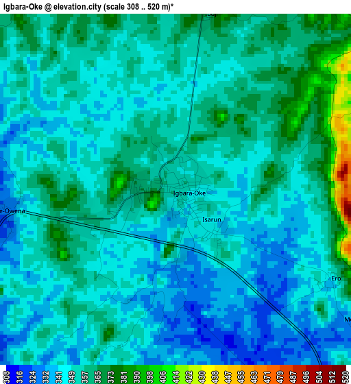 Igbara-Oke elevation map