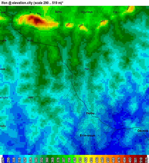 Ifon elevation map