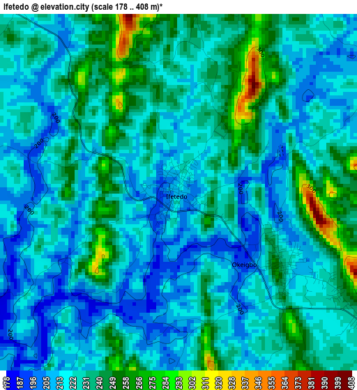 Ifetedo elevation map