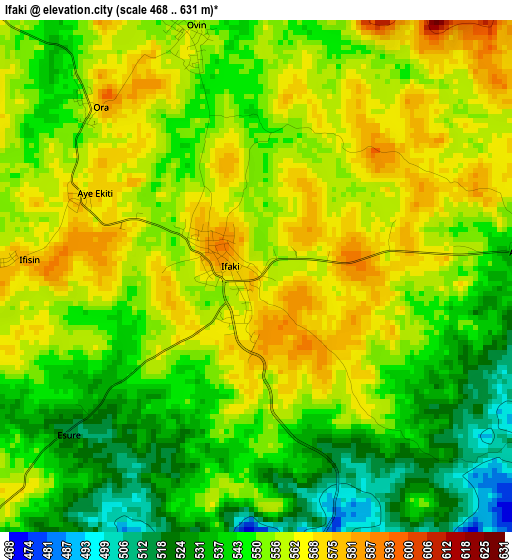 Ifaki elevation map