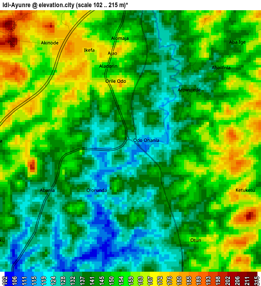 Idi-Ayunre elevation map