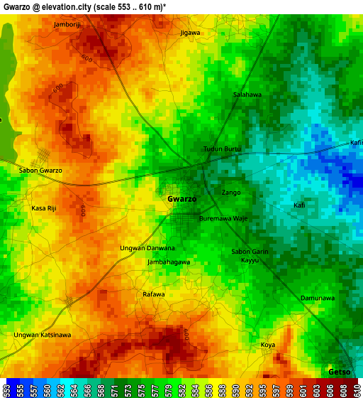 Gwarzo elevation map