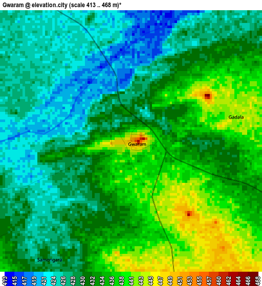 Gwaram elevation map