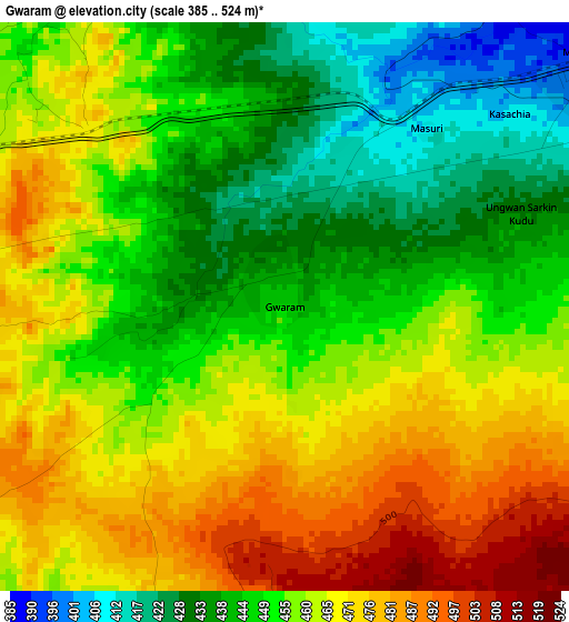 Gwaram elevation map