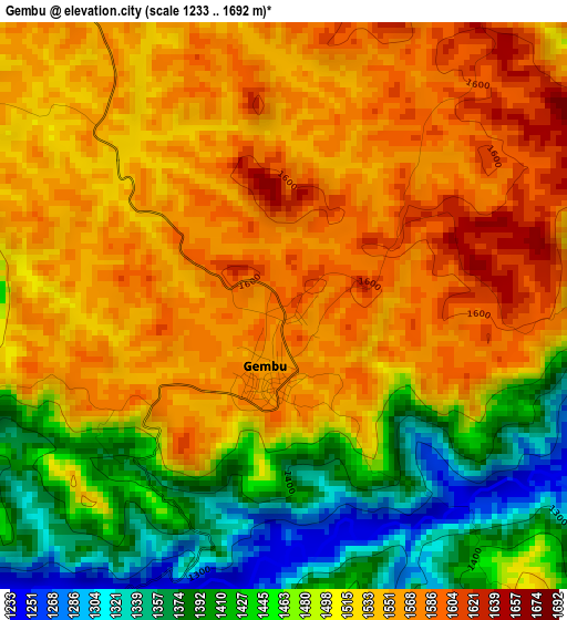 Gembu elevation map