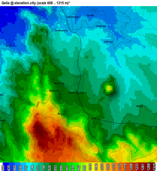 Gella elevation map