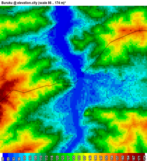 Buruku elevation map