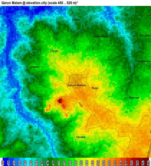 Garun Malam elevation map