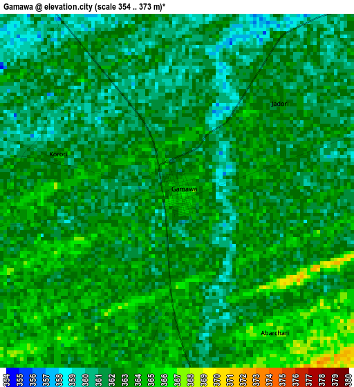 Gamawa elevation map