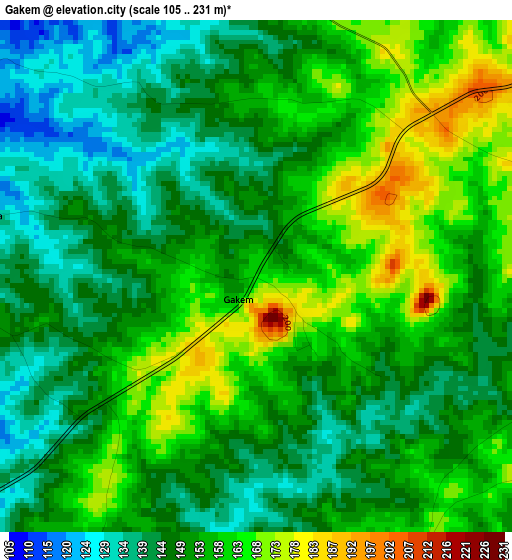 Gakem elevation map