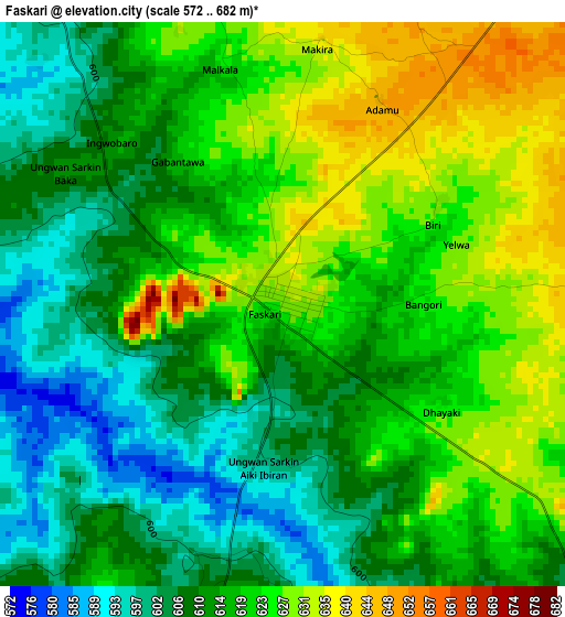 Faskari elevation map