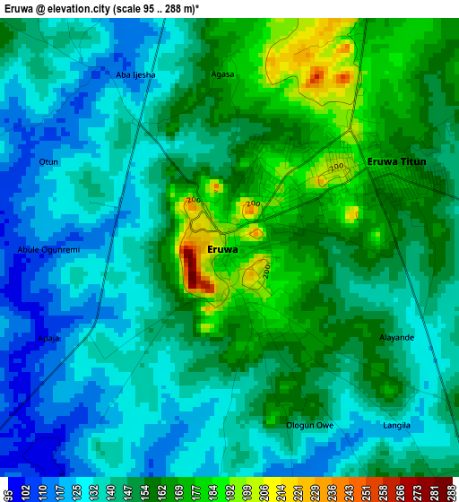 Eruwa elevation map