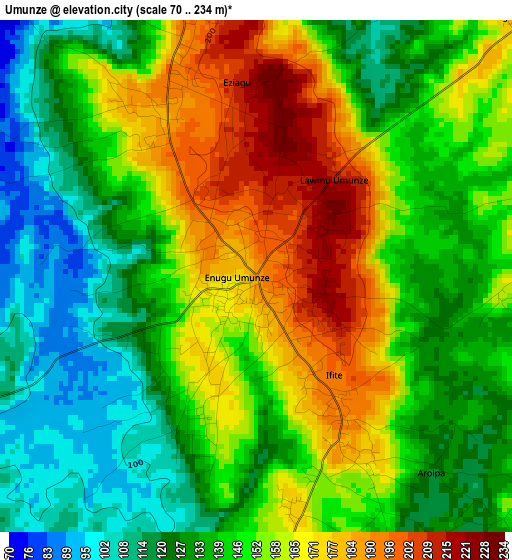 Umunze elevation map