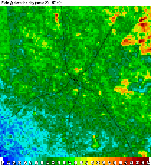 Elele elevation map