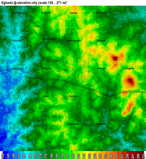 Egbeda elevation map