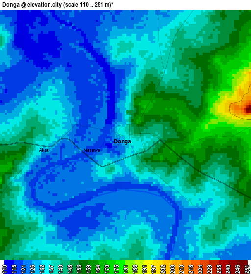 Donga elevation map