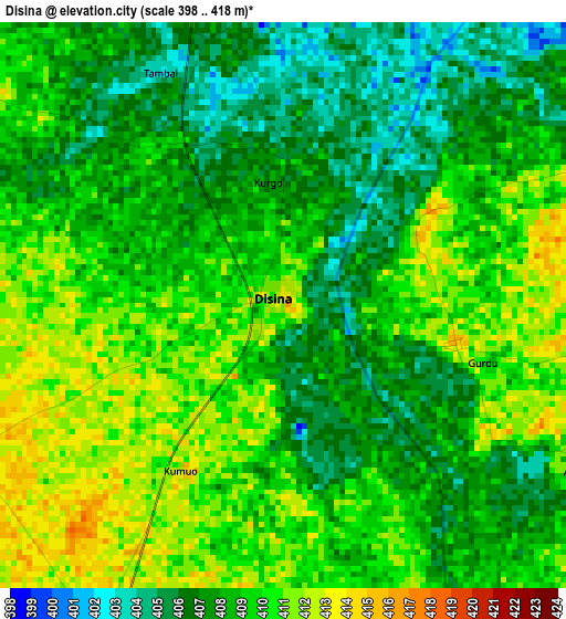 Disina elevation map