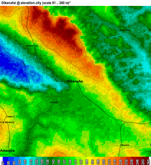 Dikenafai elevation map