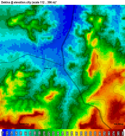 Dekina elevation map