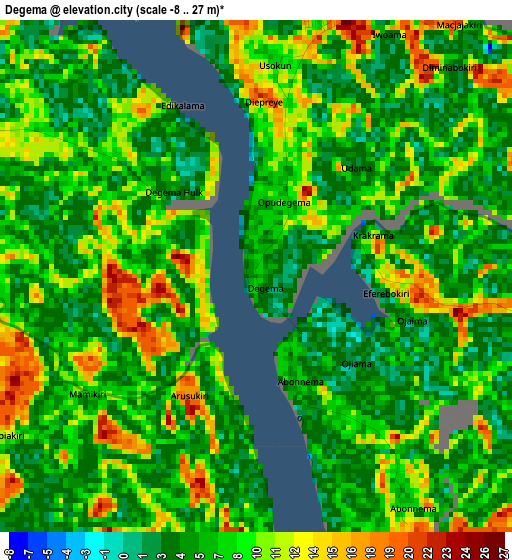 Degema elevation map