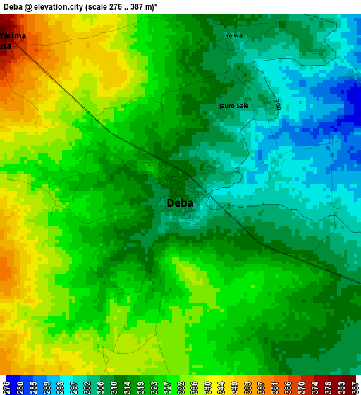 Deba elevation map