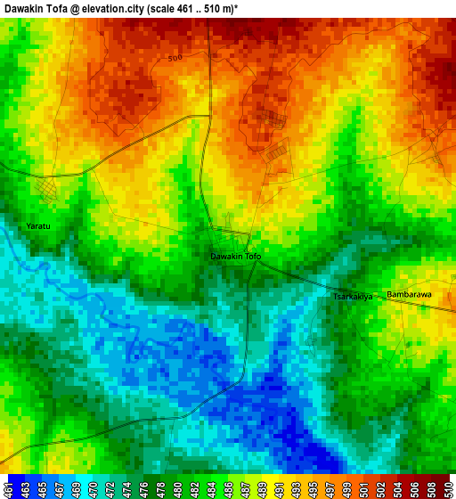 Dawakin Tofa elevation map