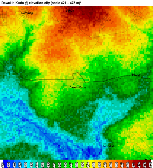 Dawakin Kudu elevation map