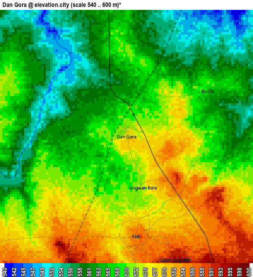 Dan Gora elevation map