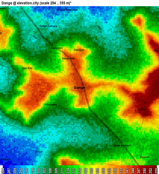 Dange elevation map