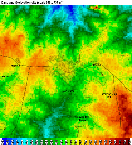 Dandume elevation map