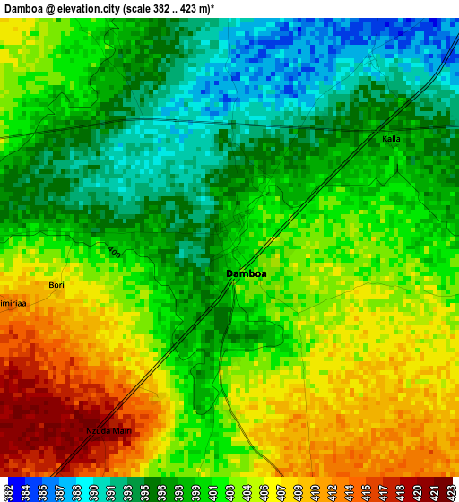 Damboa elevation map