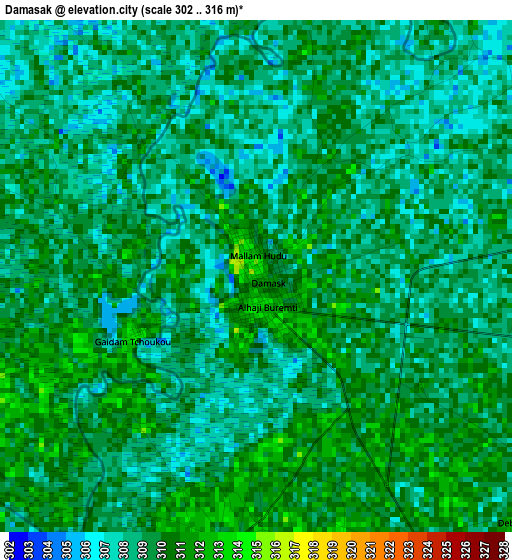 Damasak elevation map