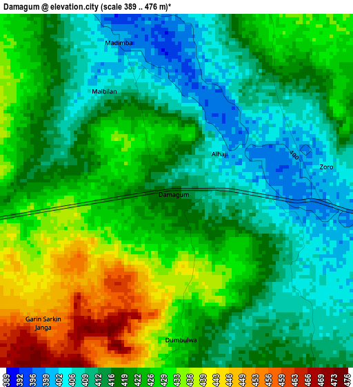 Damagum elevation map