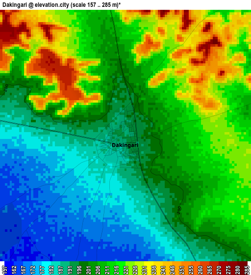 Dakingari elevation map