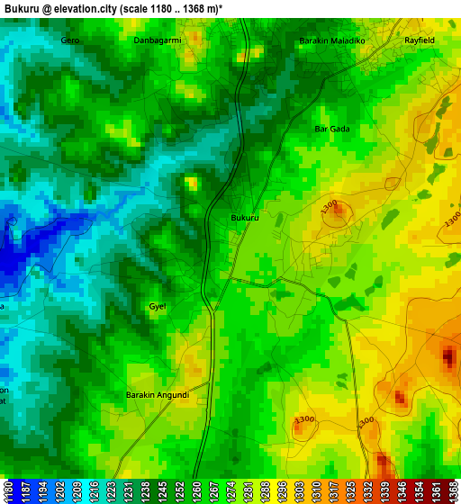 Bukuru elevation map