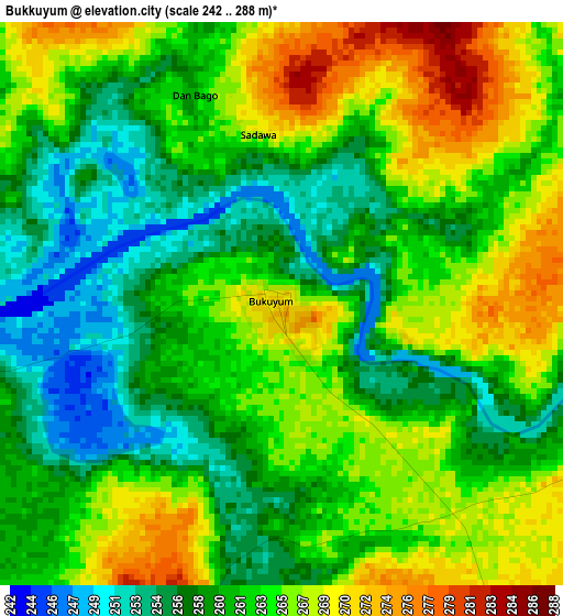 Bukkuyum elevation map