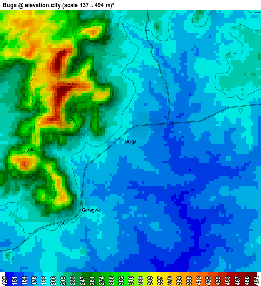 Buga elevation map