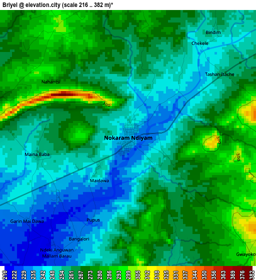 Briyel elevation map