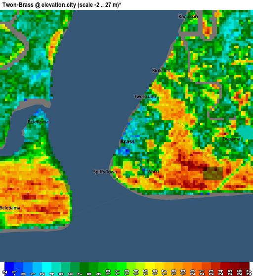 Twon-Brass elevation map