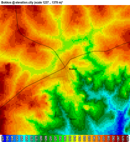 Bokkos elevation map